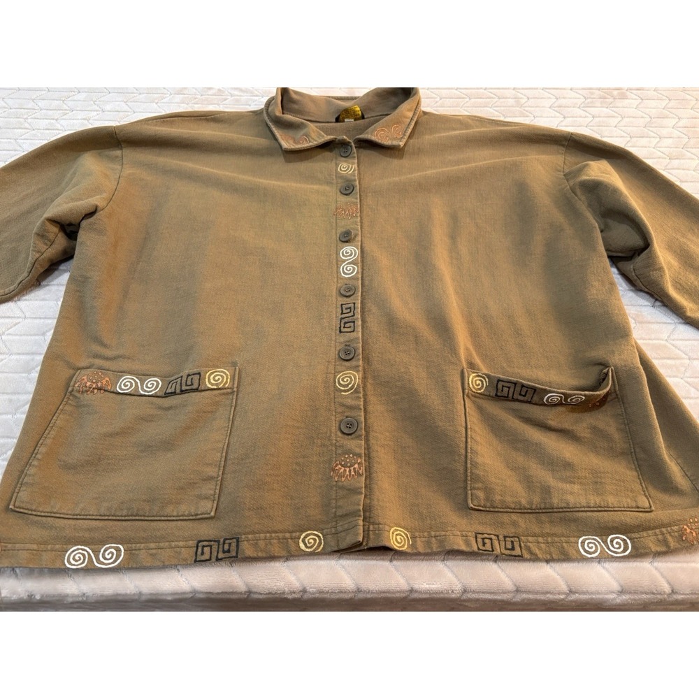Babytoes Cotton Olive Barn Jacket Sz XL Chore Coat Gorpcore Whimsigoth Lagenlook - Picture 10 of 16